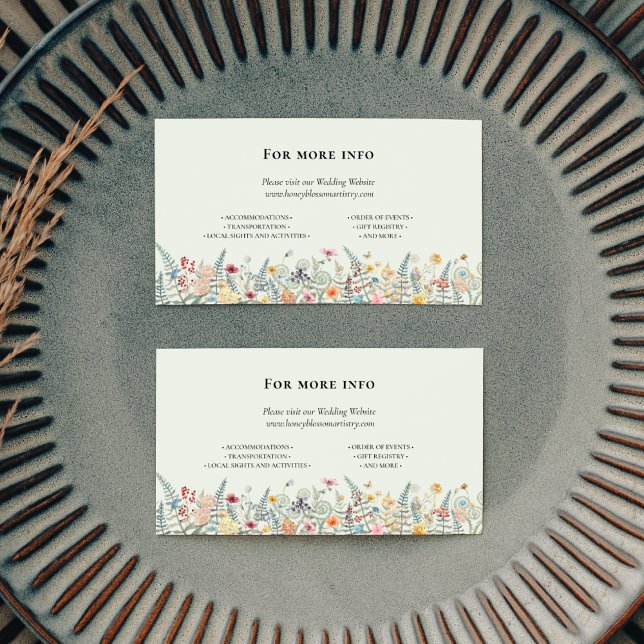 Simple Wildflower Fern Mint Green Wedding Website Enclosure Card (Creator Uploaded)