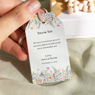 Simple Wildflower Fern Mint Wedding Thank You Gift Tags