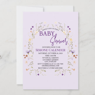 Simple Wildflower Floral Baby Shower Invitation