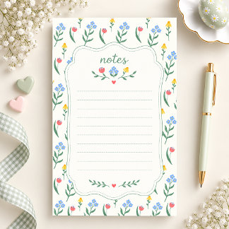 Simple Wildflower Floral Lined Stationery Paper No