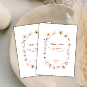Simple Wildflower Frame Diaper Raffle Baby Shower Enclosure Card