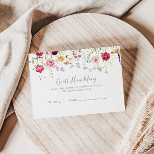 Simple Wildflower Guess How Many Game Card