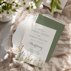 Simple Wildflower Informal Wedding Invitation