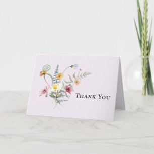 Simple Wildflower Lavender Wedding Thank You Card