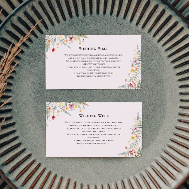 Simple Wildflower Lavender Wedding Wishing Well Enclosure Card (Creator Uploaded)