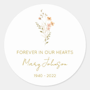 Simple Wildflower Memorial  Classic Round Sticker