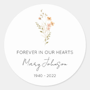Simple Wildflower Memorial  Classic Round Sticker