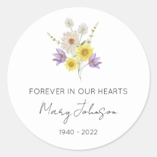 Simple Wildflower Memorial Classic Round Sticker