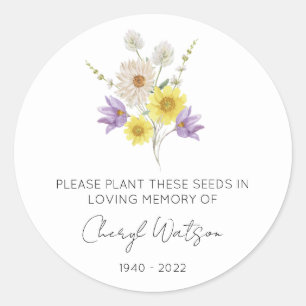 Simple Wildflower Memorial Seed Packet Classic Round Sticker