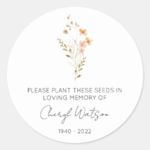 Simple Wildflower Memorial Seed Packet Classic Round Sticker