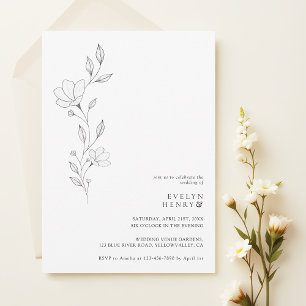 Simple Wildflower Minimalist Chic Elegant Wedding Invitation