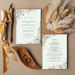 Simple Wildflower Mint Green Wedding Details and Invitation<br><div class="desc">This simple wildflower mint green wedding details and invitation design is an elegant arrangement of classic gold geometric frames embellished with delicate boho floral greenery bouquets and stems. Featuring a palette of timeless light green mint backgrounds with simple classic black typography and whimsical colourful wildflowers, creating a lovely and polished...</div>