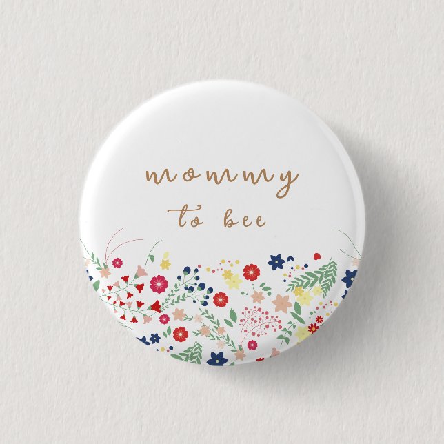 Simple Wildflower Mummy To Bee Baby Shower  3 Cm Round Badge (Front)