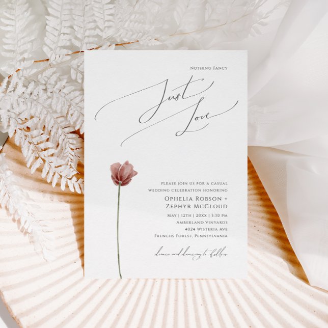 Simple Wildflower Nothing Fancy Just Love Wedding Invitation (Creator Uploaded)