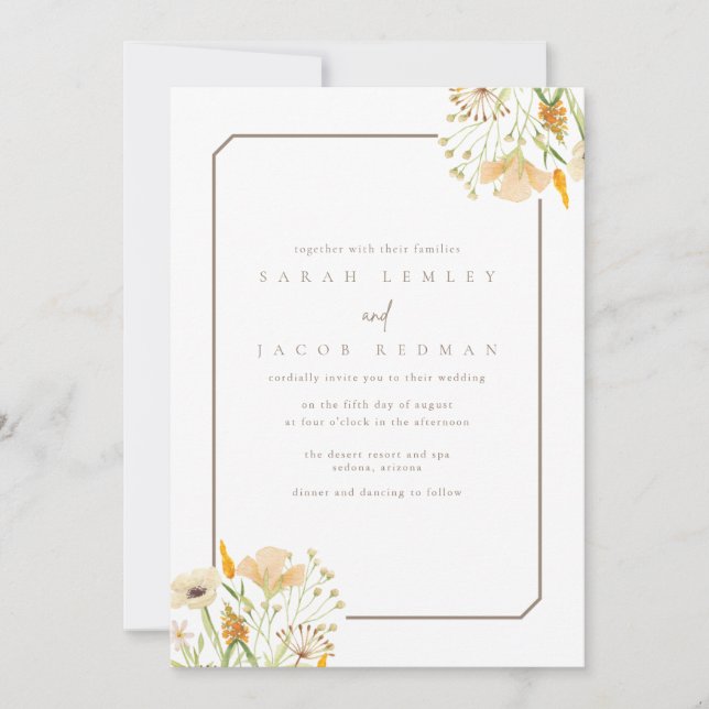 Simple Wildflower Outdoor Wedding Invitation (Front)