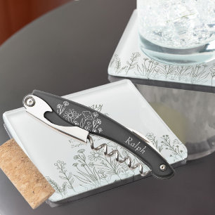 Simple Wildflower Personalised Wedding Party Gift Corkscrew