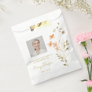 Simple Wildflower Photo Funeral Seed Favour Bag