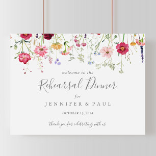 Simple Wildflower Rehearsal Dinner Welcome Poster