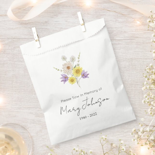 Simple Wildflower Seed packet Funeral  Favour Bag (Clipped)