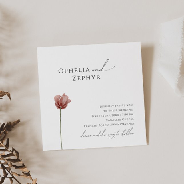 Simple Wildflower | Square Wedding Invitation (Creator Uploaded)
