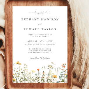 Simple Wildflower Wedding Invitation