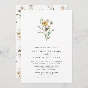 Simple Wildflower Wedding Invitations
