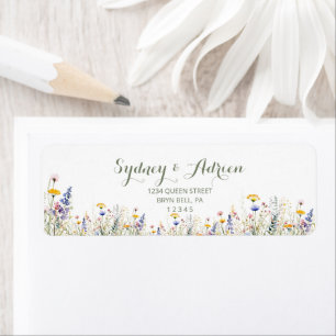 Simple Wildflower Wedding Invite Return Address Label