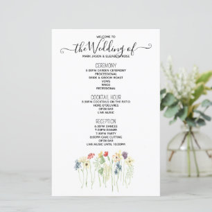 Simple Wildflower Wedding Program