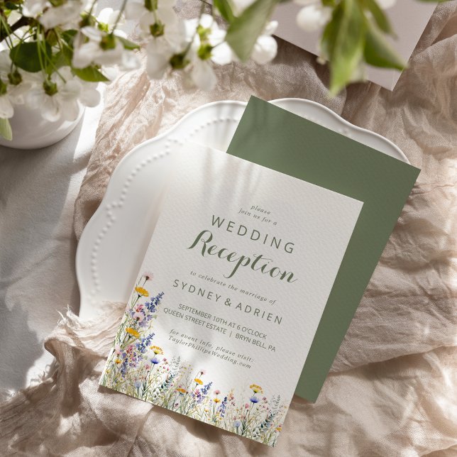 Simple Wildflower Wedding Reception Only Invitation (Creator Uploaded)