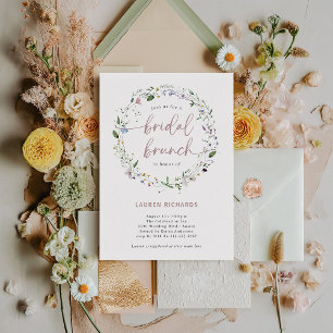Simple Wildflower Wreath   Bridal Brunch Invitation