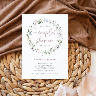 Simple Wildflower Wreath Couples Shower Invitation