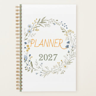 Simple Wildflower Wreath Personalised Academic Pla Planner