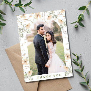 Simple Wildflowers Arch Photo Wedding Thank You Card