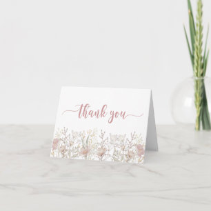 Simple Wildflowers Boho Wedding Photo Thank You Card