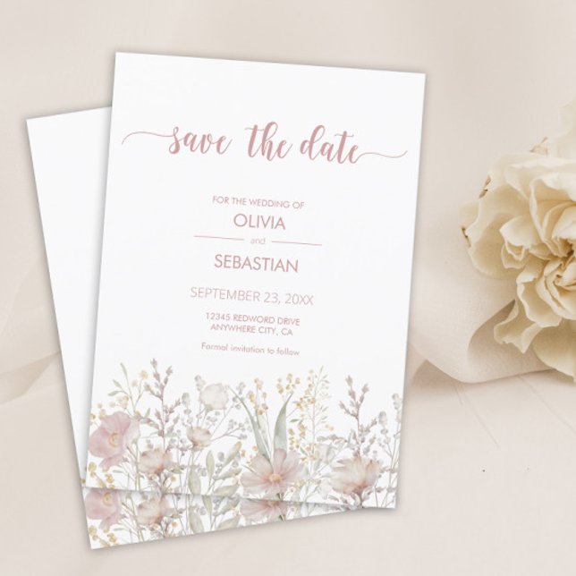 Simple Wildflowers Boho Wedding Save The Date (Creator Uploaded)