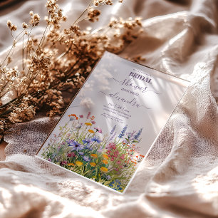 Simple Wildflowers Botanical Garden Bridal Shower Acrylic Invitations