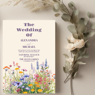 Simple Wildflowers Botanical Garden Wedding Invitation