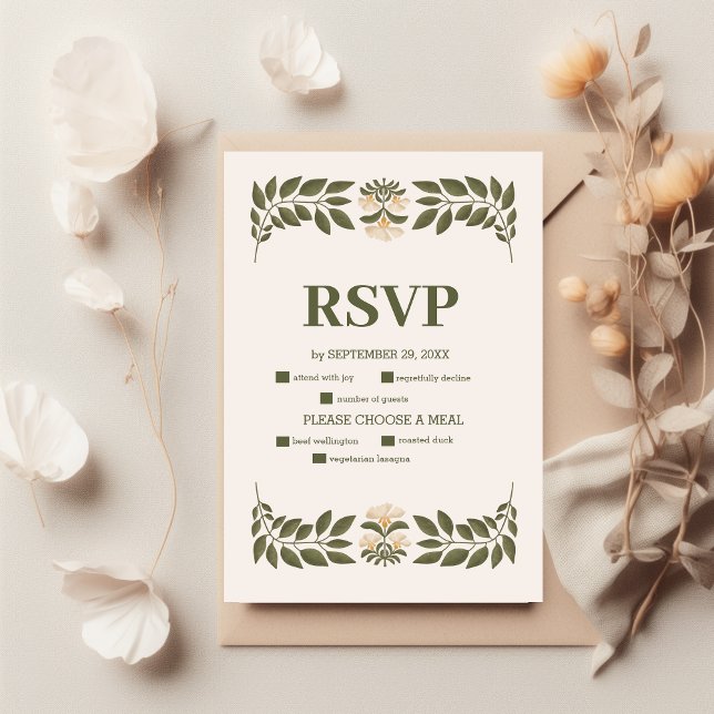 Simple Wildflowers Botanical Garden Wedding RSVP Card (Creator Uploaded)