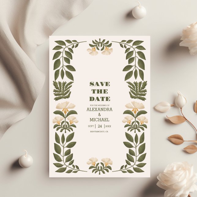 Simple Wildflowers Botanical Garden Wedding Save The Date (Creator Uploaded)