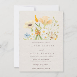 Simple Wildflowers Botanical Wedding  Invitation