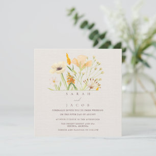 Simple Wildflowers Botanical Wedding Invitation