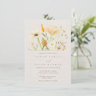 Simple Wildflowers Botanical Wedding Invitation