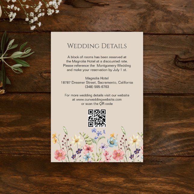 Simple Wildflowers Garden Wedding Details  Enclosure Card (Creator Uploaded)