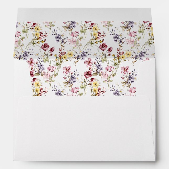 Simple Wildflowers Wedding Envelope (Back (Bottom))