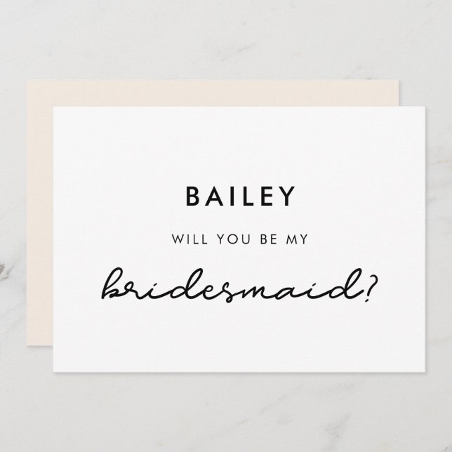 Simple Will you be my bridesmaid card (Front/Back)