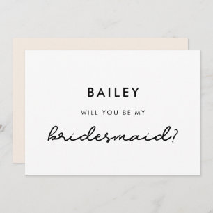Simple Will you be my bridesmaid card