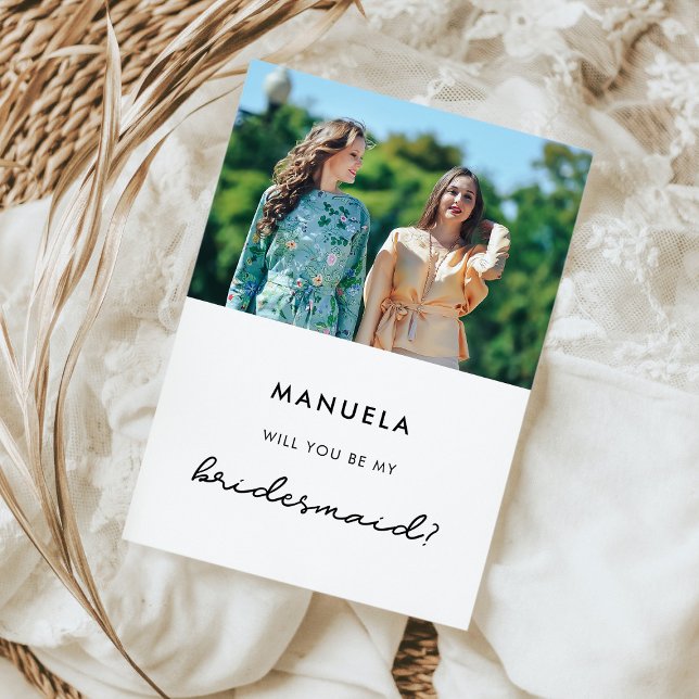 Simple Will you be my bridesmaid photo card (Creator Uploaded)