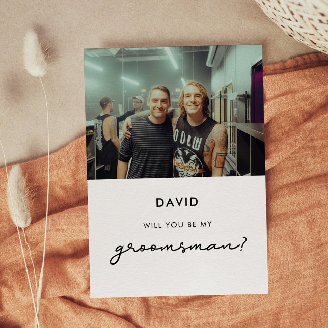 Simple Will you be my groomsman photo card (Creator Uploaded)
