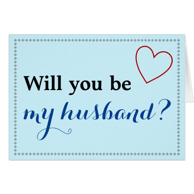 Simple "Will you be my husband?" Card (Front Horizontal)