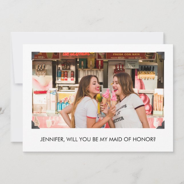 Simple Will You Be My Maid of Honour Photo Card (Front)